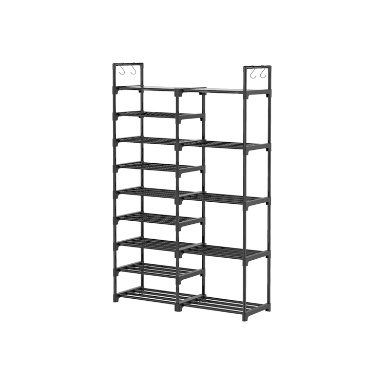 双列9层扶手钢管PP片挂钩鞋架